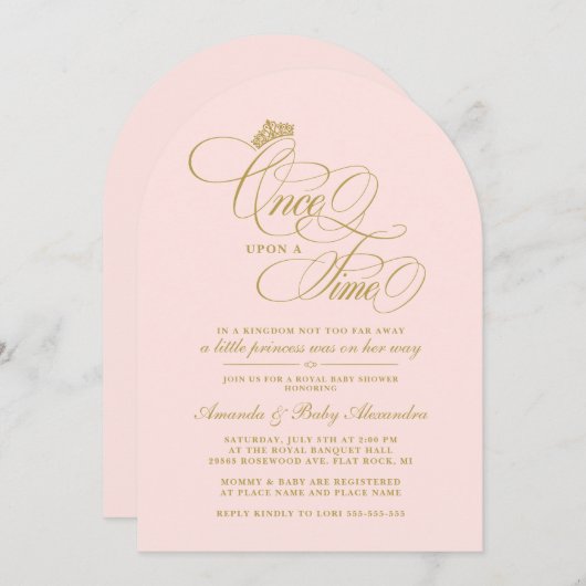 Elegant Once Upon A Time Princess Baby shower Kaart (Voorkant / Achterkant)