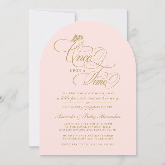 Elegant Once Upon A Time Princess Baby shower Kaart (Voorkant)