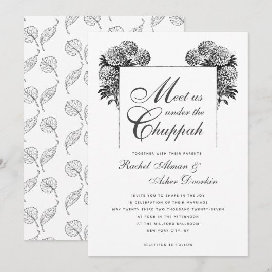 Elegant onder de Chuppah  joodse bruiloft Kaart (Voorkant / Achterkant)