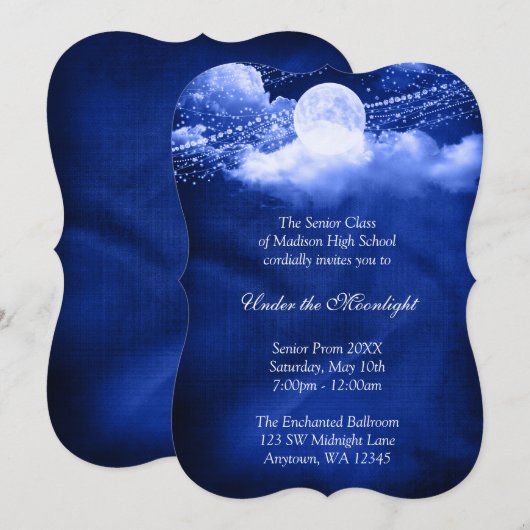 Elegant onder de moonlight prom formele dance kaart (Voorkant / Achterkant)