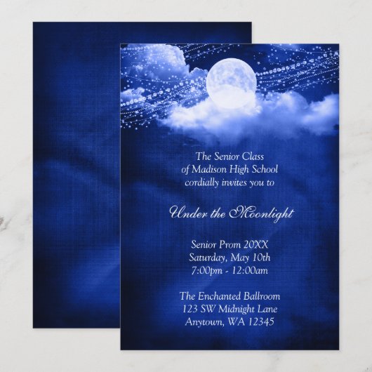 Elegant onder de moonlight prom formele dance kaart (Voorkant / Achterkant)