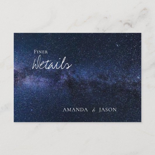 Elegant onder de sterren nacht hemel bruiloft deta informatiekaartje (Achterkant)