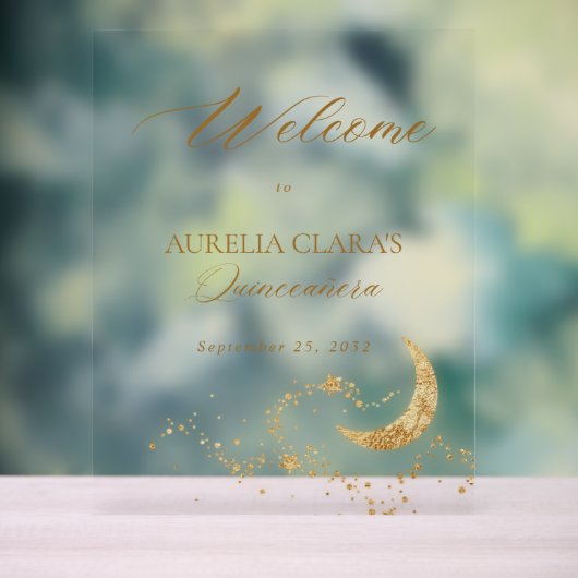 Elegant onder de sterren Quinceañera Welkom Acryl Bord (Neutraal)