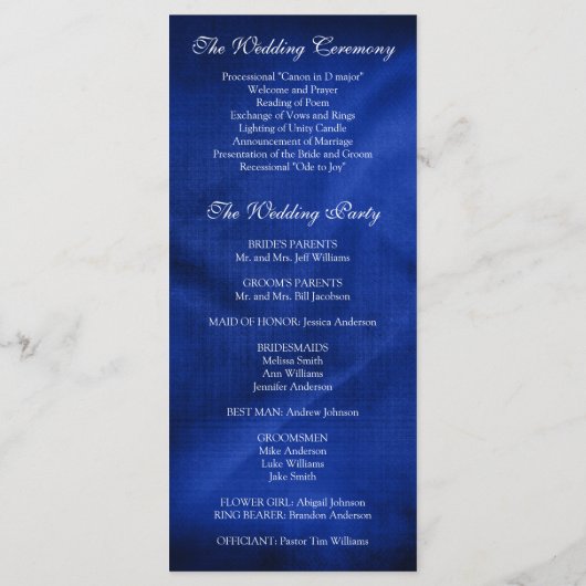 Elegant onder het Moonlight Wedding Program Programmakaart (Achterkant)