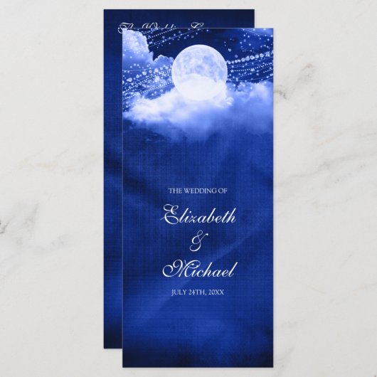Elegant onder het Moonlight Wedding Program Programmakaart (Voorkant / Achterkant)