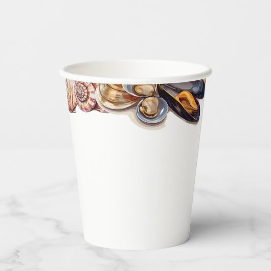 Elegant onder het Zee Girl Pearl Baby shower Papieren Bekers (Achterkant)