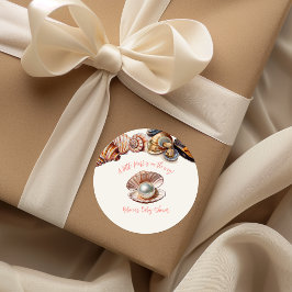 Elegant onder het Zee Girl Pearl Baby shower Ronde Sticker
