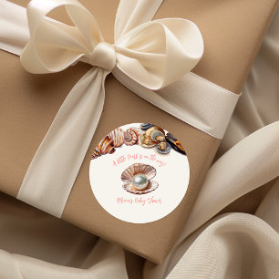Elegant onder het Zee Girl Pearl Baby shower Ronde Sticker