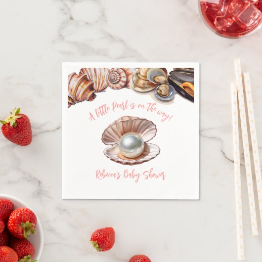 Elegant onder het Zee Girl Pearl Baby shower Servet (Insitu)
