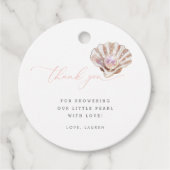 Elegant onder het Zee Little Pearl Baby shower Bedankjes Labels (Voorkant)