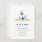 Elegant onder het Zee nautisch anker Baby shower Kaart (Voorkant)