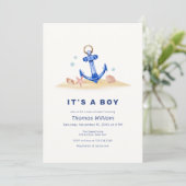 Elegant onder het Zee nautisch anker Baby shower Kaart (Staand voorkant)