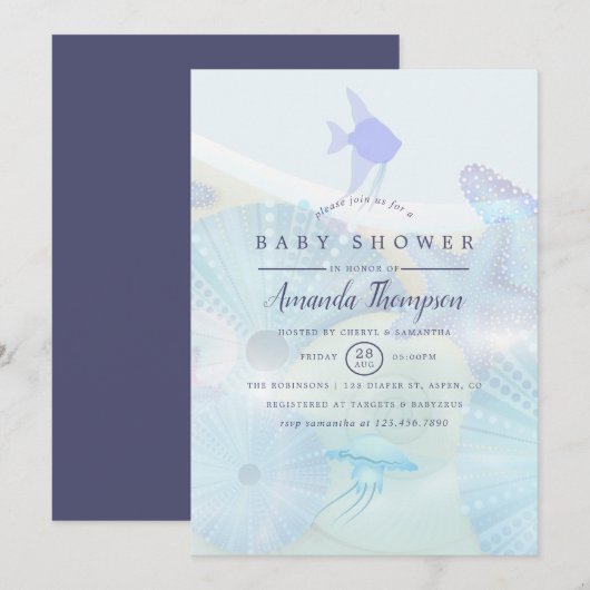 Elegant onder het Zee Ocean themed Boy Baby shower Kaart (Voorkant / Achterkant)