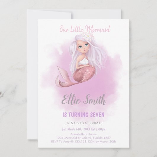 Elegant onder het Zee Uitnodigingen voor meisjes (Voorkant)