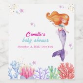 Elegant onder het Zee Zeemeermin Koraal Baby showe Wijn Etiket (Enkel label)