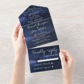 Elegant onder Stars Theme Monogram Weddenschap All In One Uitnodiging (Afscheurbaar)