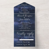 Elegant onder Stars Theme Monogram Weddenschap All In One Uitnodiging (Binnen)