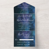 Elegant onder Stars Theme Monogram Weddenschap All In One Uitnodiging (Binnen)