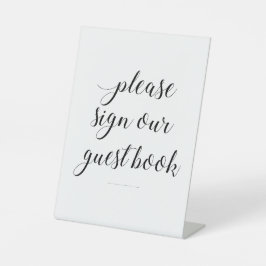 Elegant Onderteken alsjeblieft onze bruiloft van h Reclamebord Met Voetstuk
