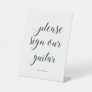 Elegant Onderteken onze gitaarbruiloft. Reclamebord Met Voetstuk