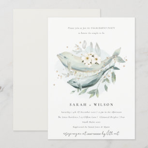 Elegant onderwater Floral fish Verloving Invite Bedankkaart