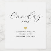 Elegant One Day Away Gold Heart repetitie diner Wijn Etiket (Enkel label)