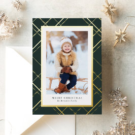 Elegant one foto green gold Kerstplein Folie Feestdagenkaart