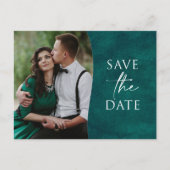 Elegant One Photo Emerald Green Save the Date Kaar Briefkaart (Voorkant)