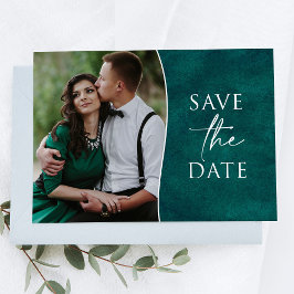Elegant One Photo Emerald Green Save the Date Kaar Briefkaart