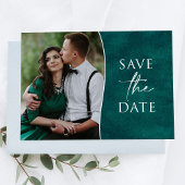 Elegant One Photo Emerald Green Save the Date Kaar Briefkaart