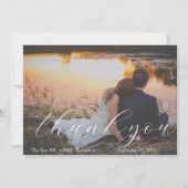 Elegant One Photo Modern Script Weddenschap Bedank Bedankkaart (Voorkant)