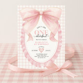 Elegant ONEderful Pink Bow Girl 1e verjaardag Kaart