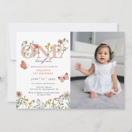 Elegant Onederful Wildflower 1e verjaardag Kaart