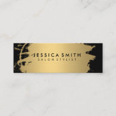 Elegant oneffen metalen goud en zwart mini visitekaartje (Voorkant)