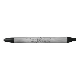 Elegant oneindig zilver grijs schrift monogram zwarte inkt pen