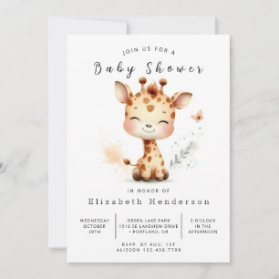 Elegant online Giraffe Baby shower Kaart