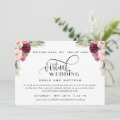 Elegant Online Virtual Burgundy Blush Pink Weddens Kaart (Staand voorkant)