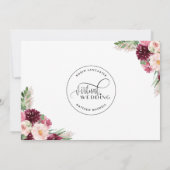 Elegant Online Virtual Burgundy Blush Pink Weddens Kaart (Achterkant)