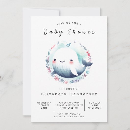 Elegant online walvis Baby shower Kaart (Voorkant)