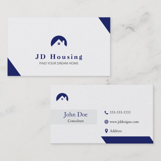 Elegant onroerend goed in elke kleur visitekaartje (Voorkant / Achterkant)