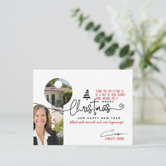Elegant onroerend goed kerstgroet feestdagenkaart (Staand voorkant)