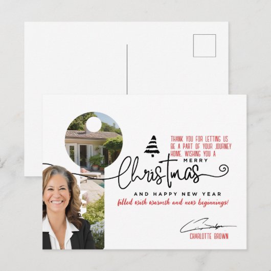 Elegant onroerend goed kerstgroet feestdagenkaart (Voorkant / Achterkant)