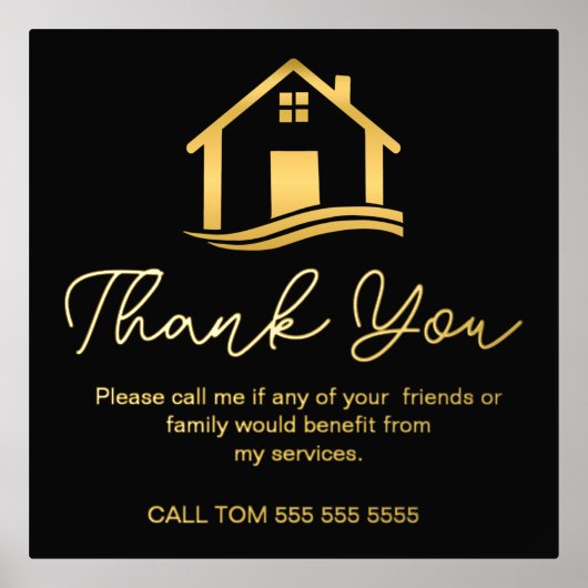 Elegant onroerend goed verwijzing Dank u Folie Afdrukken (Voorkant)