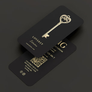 Elegant onroerend goed Vintage Key Realtor Zwart Visitekaartje