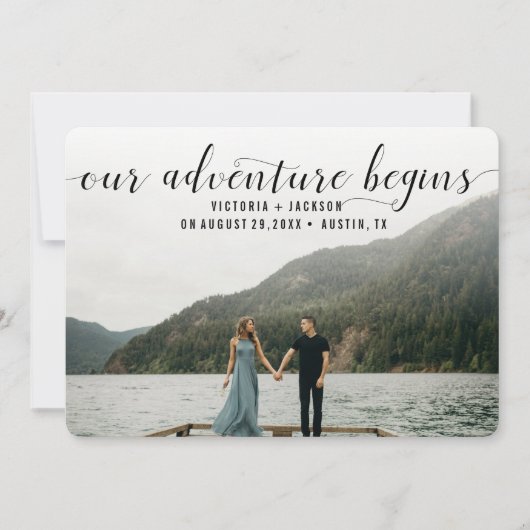 Elegant Ons avontuur begint sparen de Foto van de  Save The Date (Voorkant)
