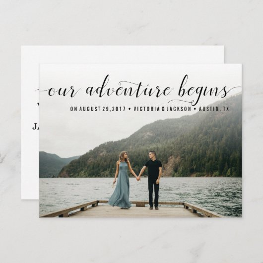 Elegant Ons avontuur sparen de Foto van de Datum Aankondigingskaart (Voorkant / Achterkant)