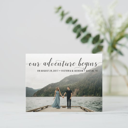 Elegant Ons avontuur sparen de Foto van de Datum Aankondigingskaart (Staand voorkant)