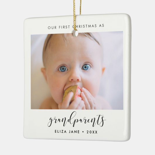 Elegant Ons Eerste Kerstfeest als grootouders Keramisch Ornament (Links)