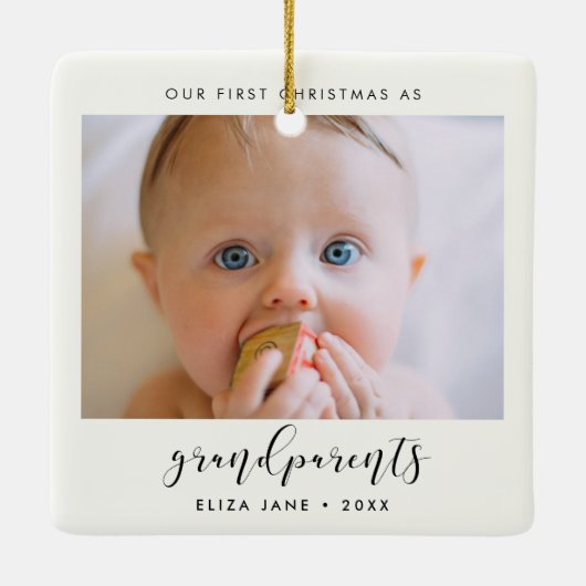 Elegant Ons Eerste Kerstfeest als grootouders Keramisch Ornament (Achterkant)