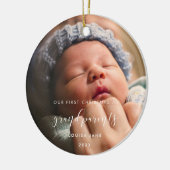 Elegant Ons Eerste Kerstfeest als grootouders Keramisch Ornament (Links)